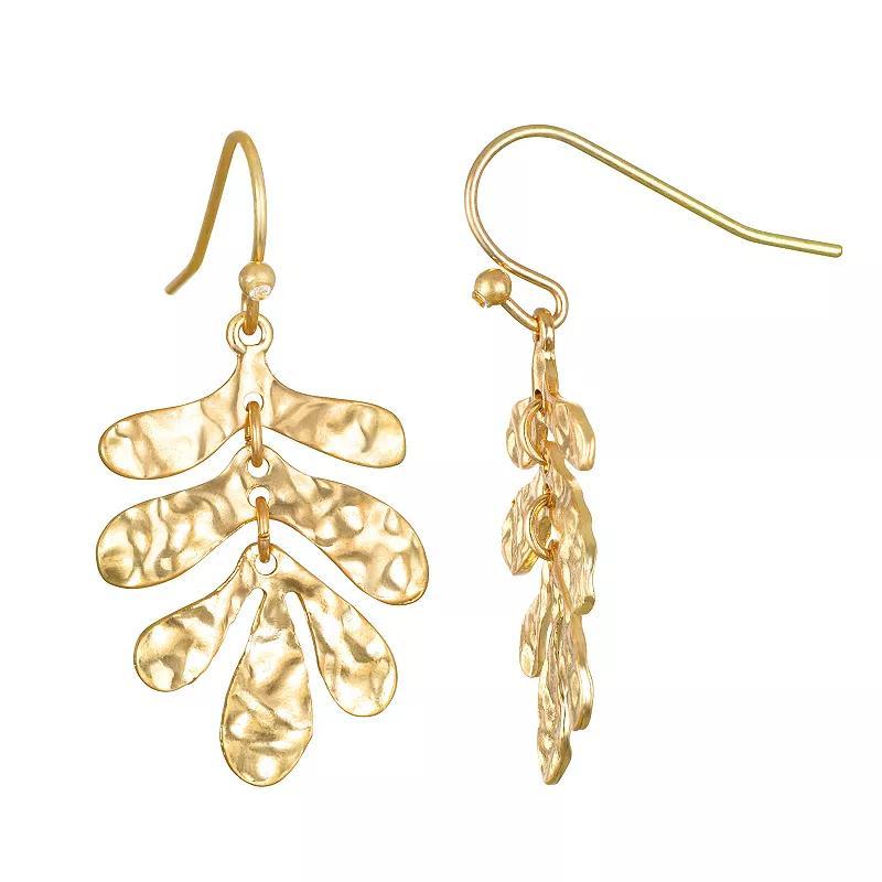 Emberly Gold Tone Leaves Drop Earrings, Womens, None Product Image