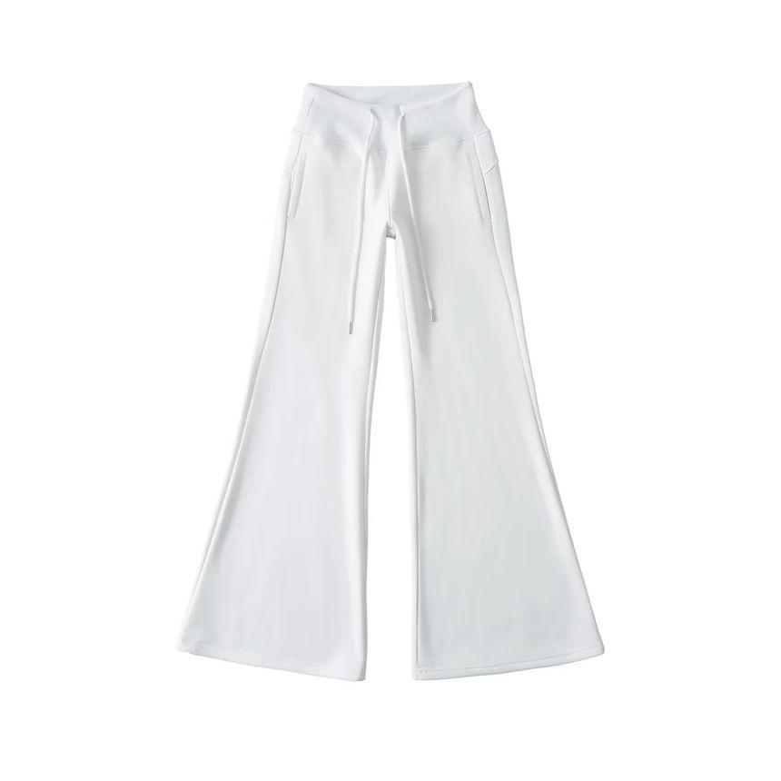 Drawstring Waist Plain Flared Sweatpants Product Image