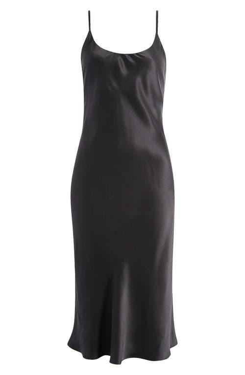 LUNYA Washable Silk Bias Slip Dress in Burgundy. Product Image