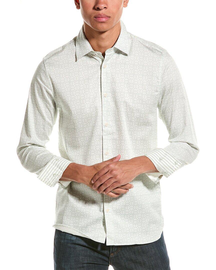 Line Geo Print Slim Fit Shirt In Green Product Image