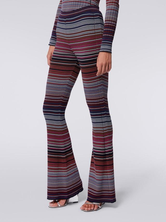 Flared trousers in striped viscose and cotton knit Multicoloured | Missoni Product Image