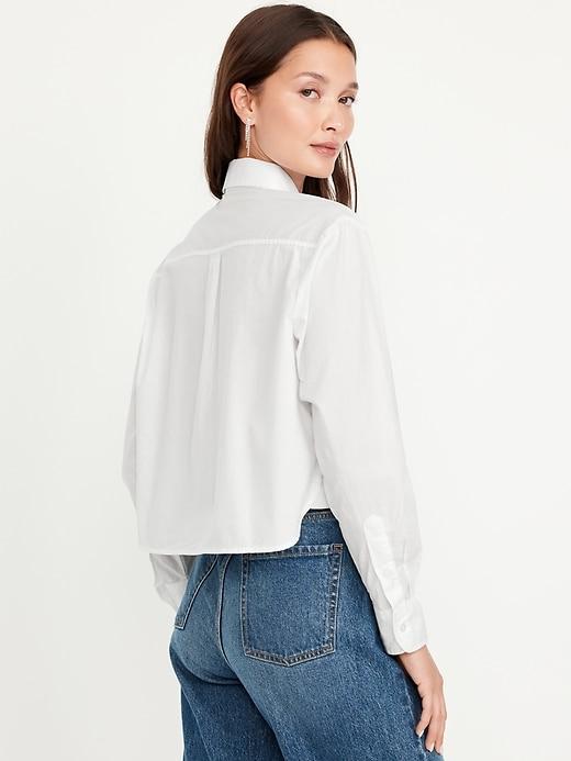 Embellished Cropped Button-Down Shirt Product Image