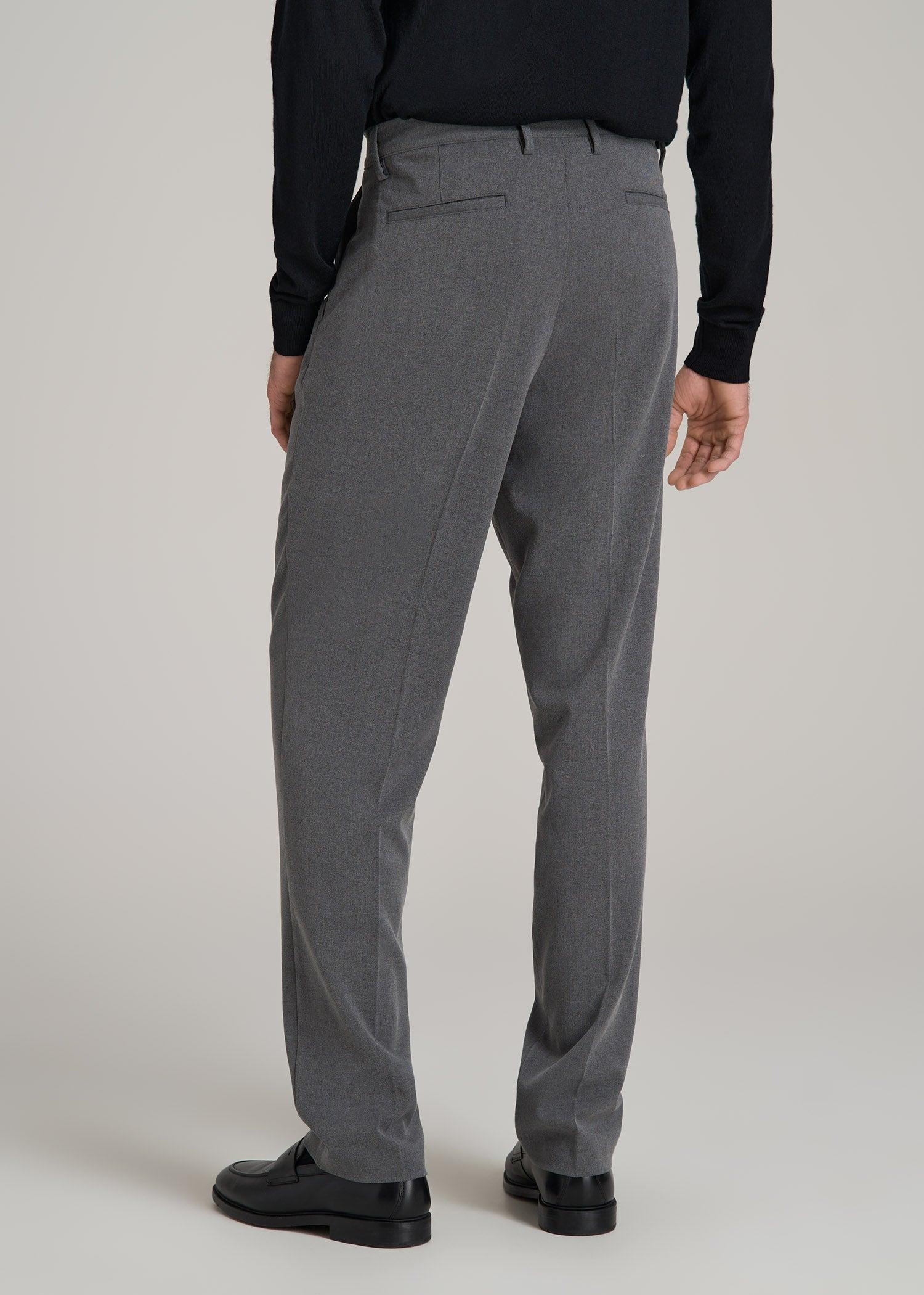 Tall Men's Relaxed Pleated Trouser in Charcoal Mix Male Product Image