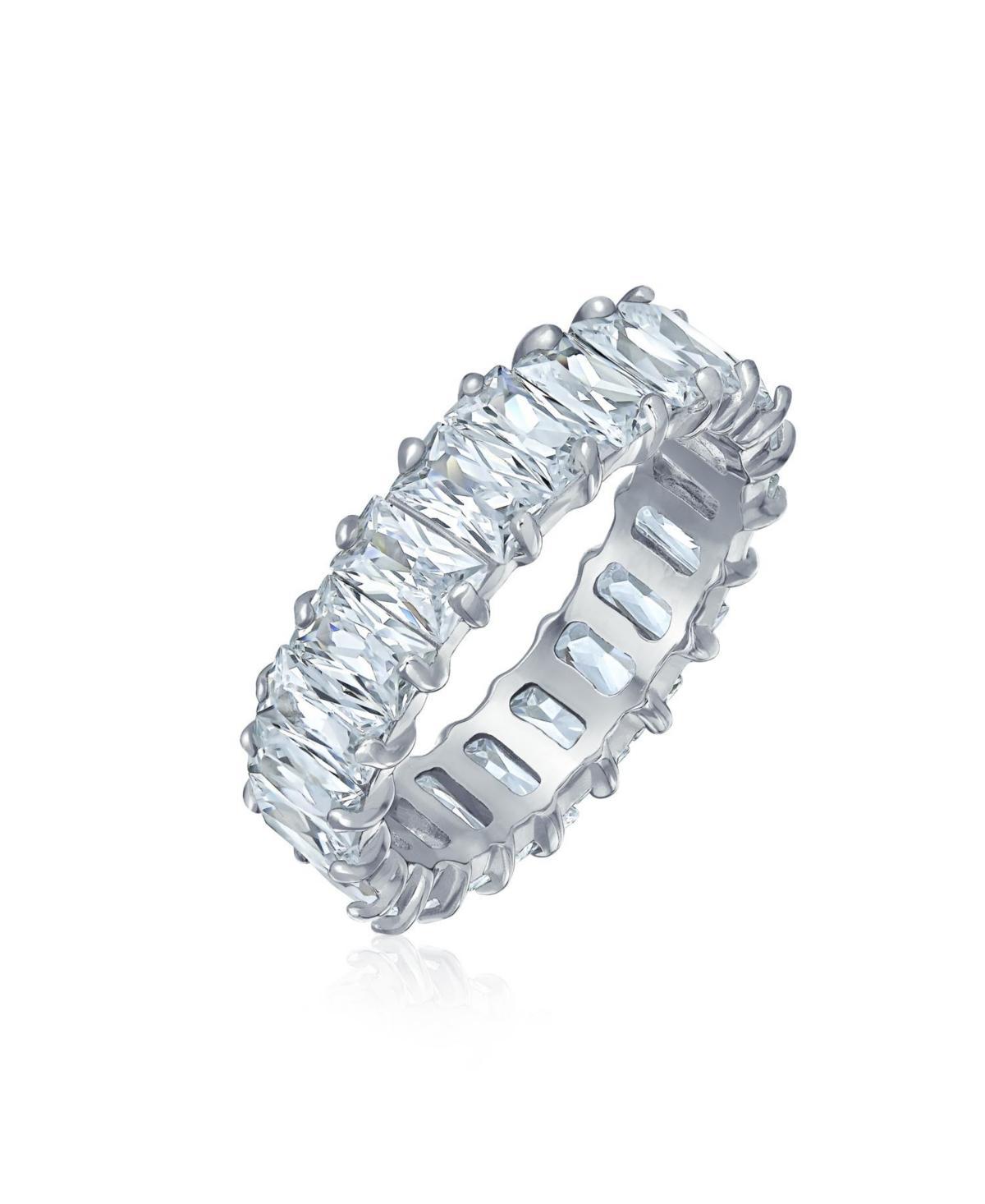 Bling Jewelry Art Deco Style Cz Cubic Zirconia Eternity Baguette Band Ring For Women .925 Sterling Silver 4MM Product Image