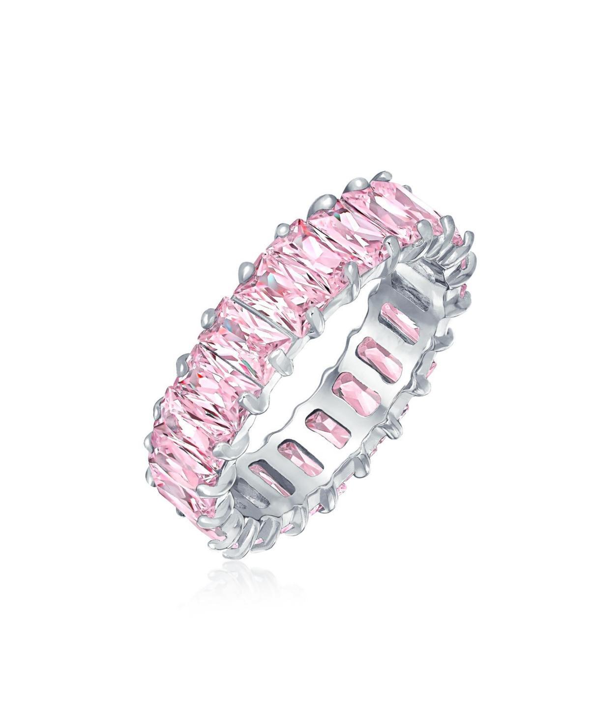 Bling Jewelry Art Deco Style Cz Cubic Zirconia Eternity Baguette Band Ring For Women .925 Sterling Silver 4MM Product Image