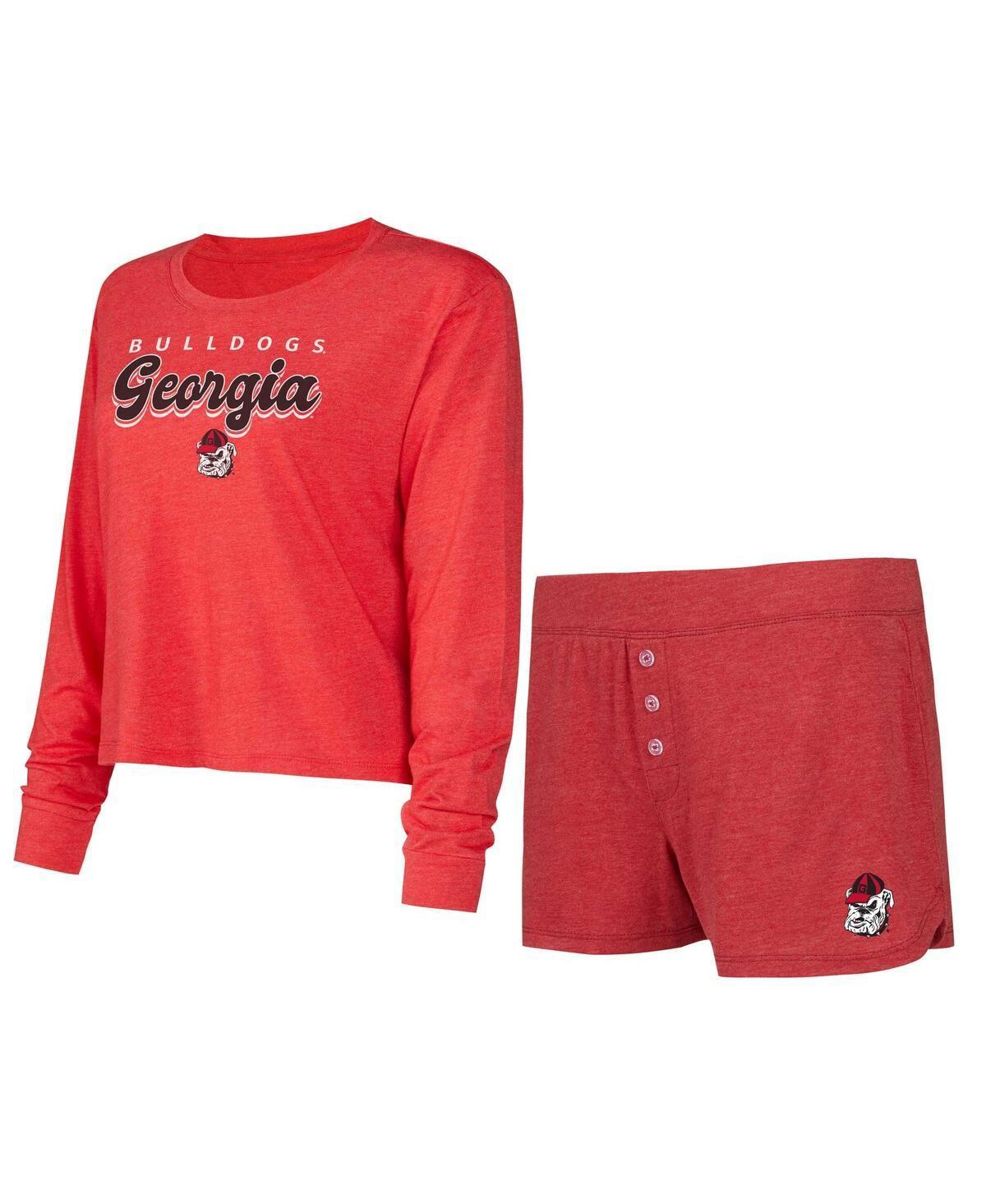 Womens Concepts Sport Red Georgia Bulldogs Team Color Long Sleeve T-shirt and Shorts Set Product Image