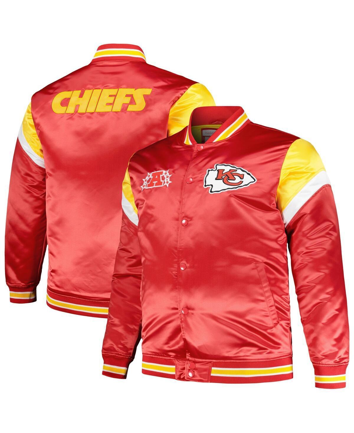 Mens Mitchell & Ness Red Distressed Kansas City Chiefs Big and Tall Satin Full-Snap Jacket Product Image