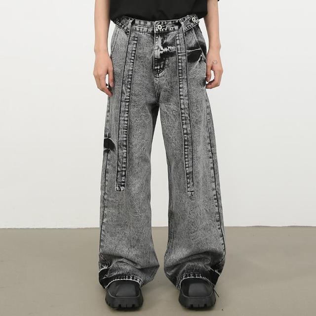 Retro Street Fried Snowflake Washed Jeans Product Image