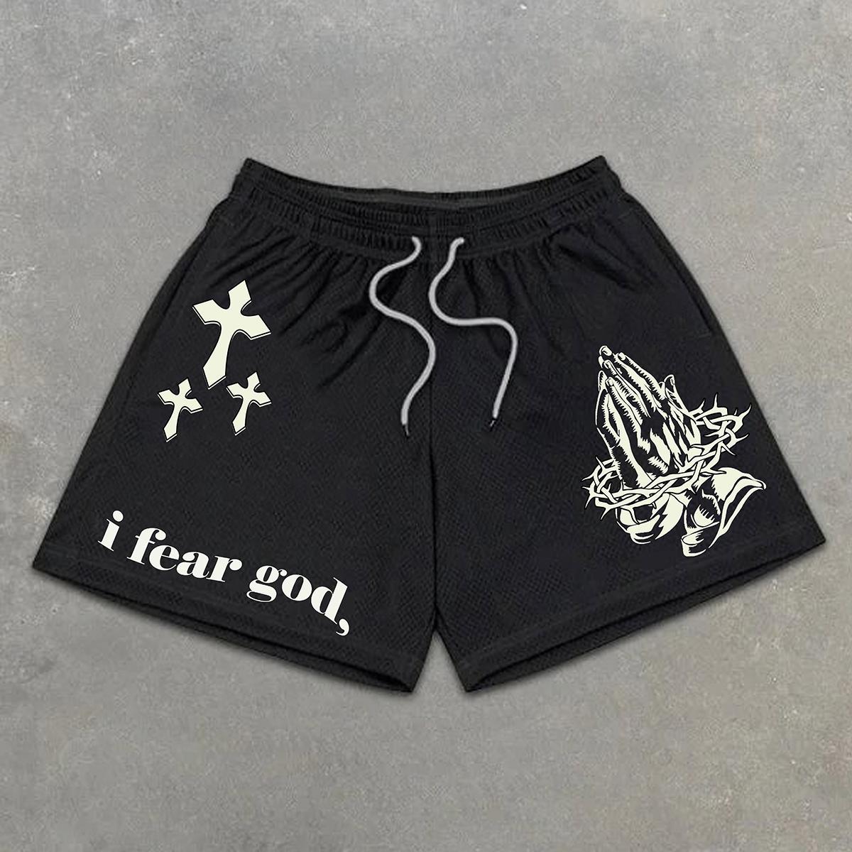 Sopula I Fear God Faith Graphic Print Mesh Shorts Product Image