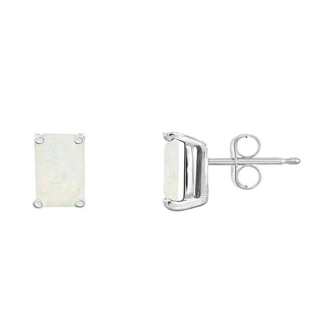 Celebration Gems 14k Gold Emerald Cut Opal Stud Earrings, Womens Product Image