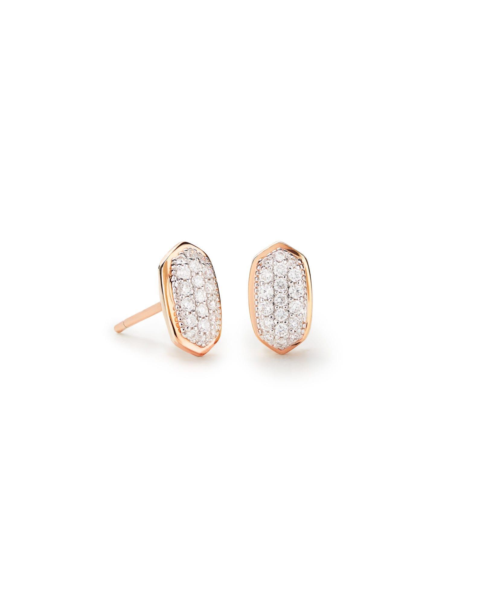 Amelee Earrings in Pave Diamond and 14k Rose Gold Product Image