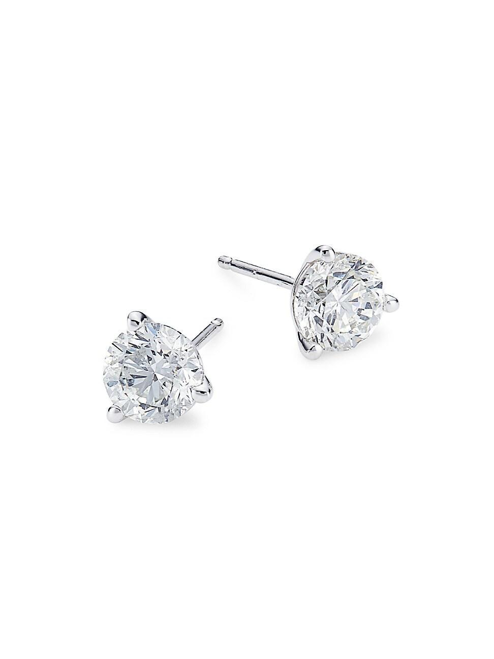 Womens 14K White Gold & 1.5 TCW Round Diamond Stud Earrings Product Image