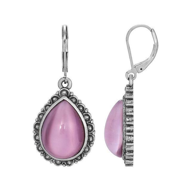 1928 Silver Tone Teardrop Earrings, Womens, Purple Product Image