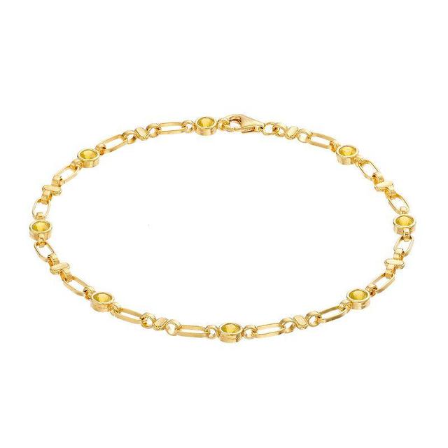 Kristen Kesho Sterling Silver Lab-Created Yellow Sapphire Oval Link Bracelet, Womens Product Image