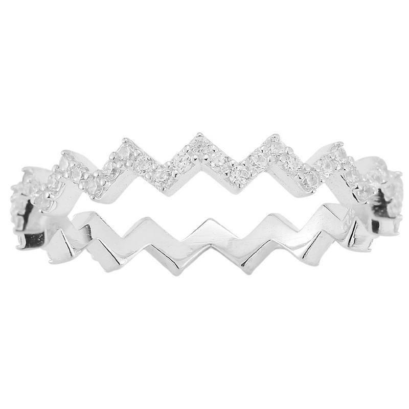 Sunkissed Sterling Sterling Silver Cubic Zirconia Zigzag Ring, Womens White Product Image