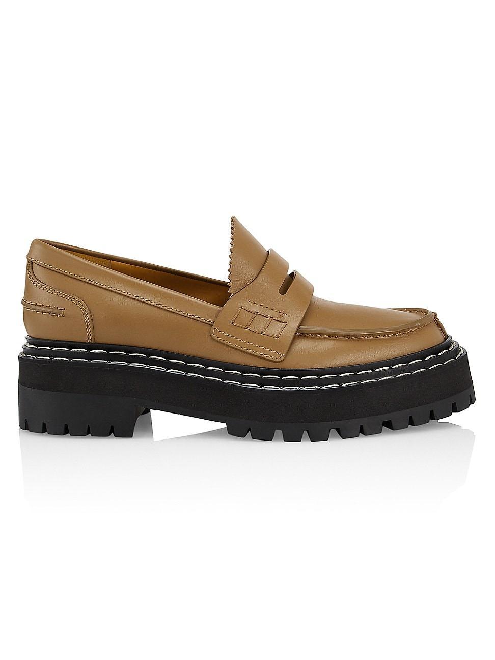 Womens Leather Lug-Sole Loafers Product Image