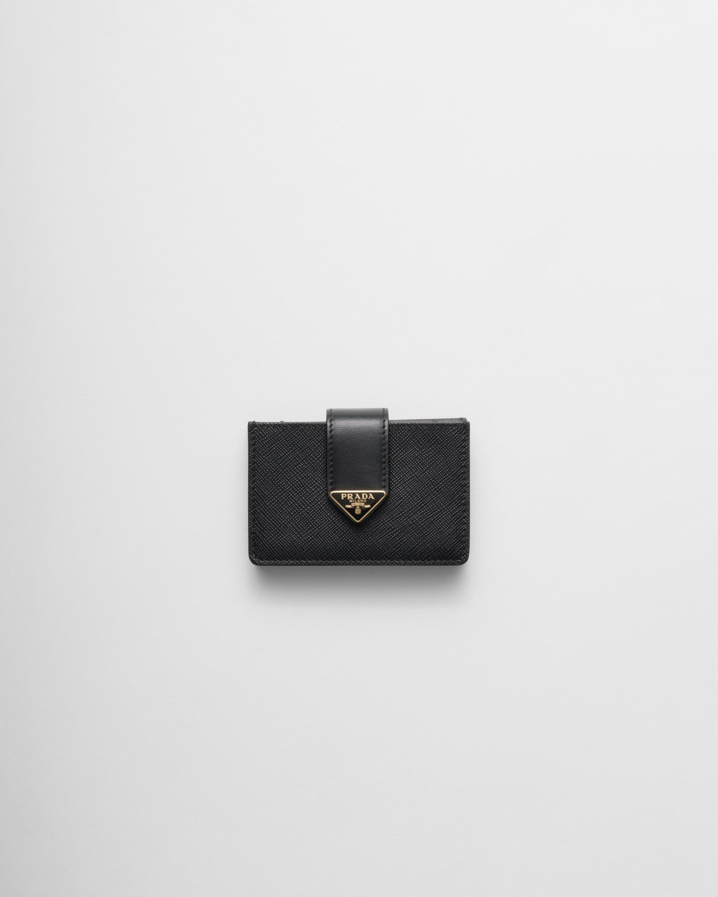 Saffiano and smooth leather card holder Product Image