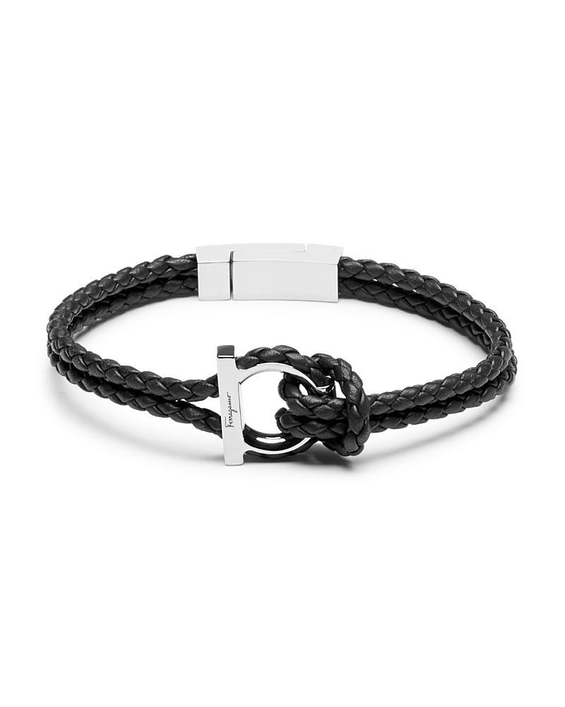 FERRAGAMO Mens Braided Leather Bracelet Product Image