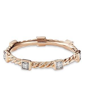 Womens Cable Collectibles Stack Ring in 18K Rose Gold with Diamonds Product Image