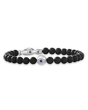 Mens Spiritual Beads Evil Eye Bracelet In Sterling Silver Product Image