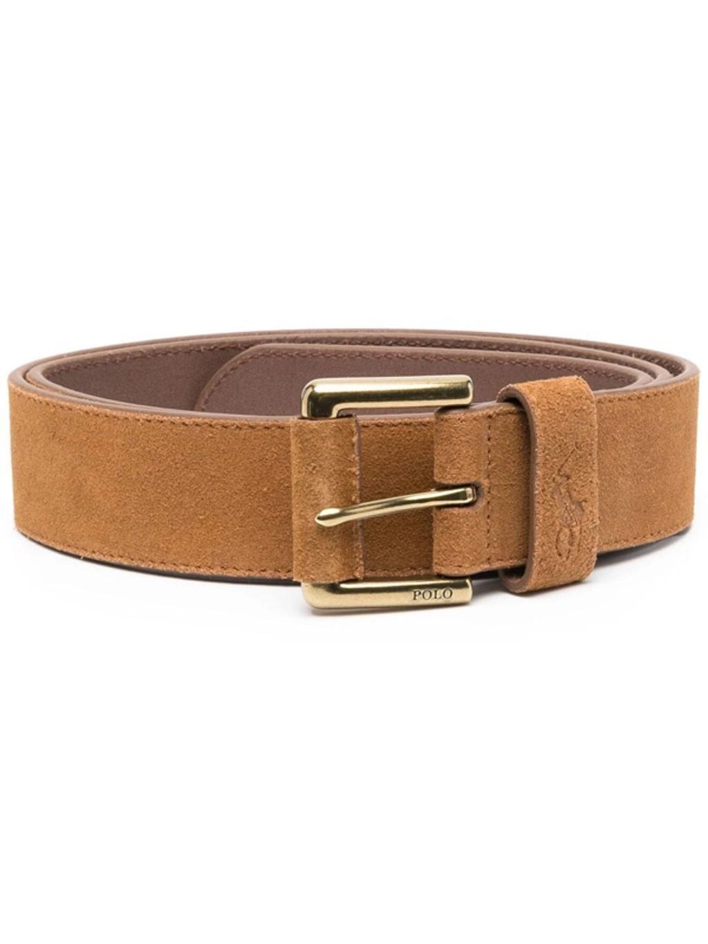 POLO RALPH LAUREN Men's Suede Roller Buckle Belt In Tan Product Image