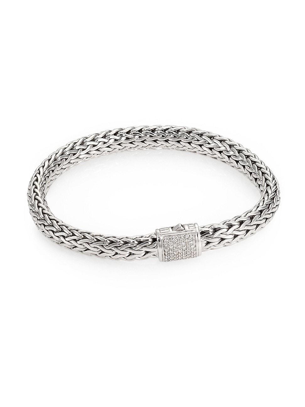 Womens Classic Chain Diamond & Sterling Silver Medium Bracelet Product Image