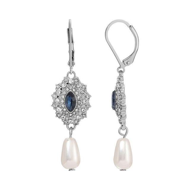 2028 Silver-Tone Colored Stone Imitation Pearl Earrings Product Image