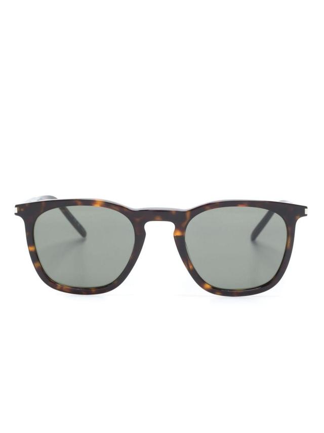 Tortoiseshell-effect Square-frame Sunglasses In Brown Product Image