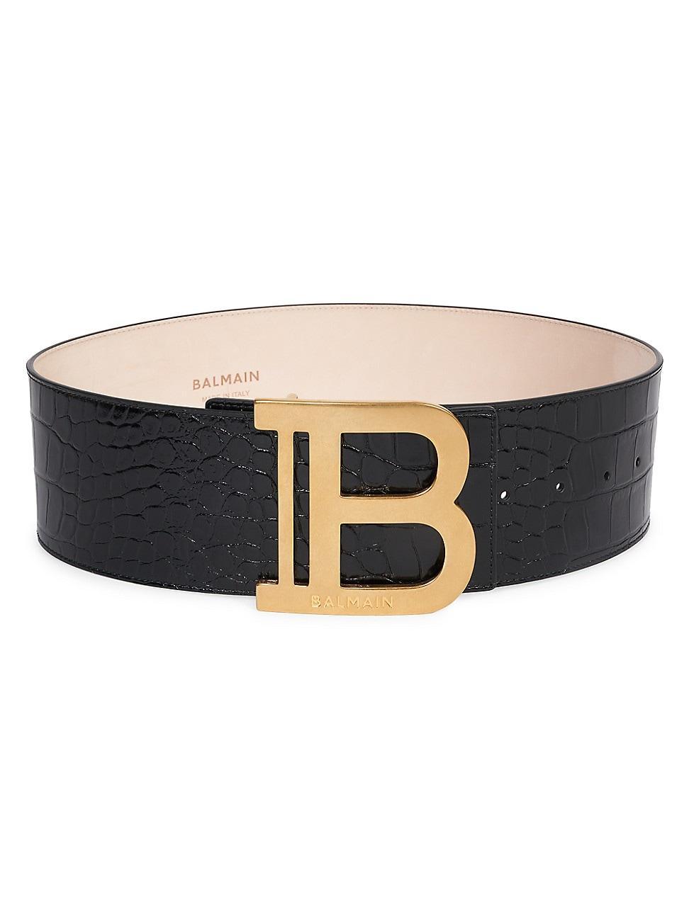 Womens Crocodile-Embossed Leather B Belt Product Image