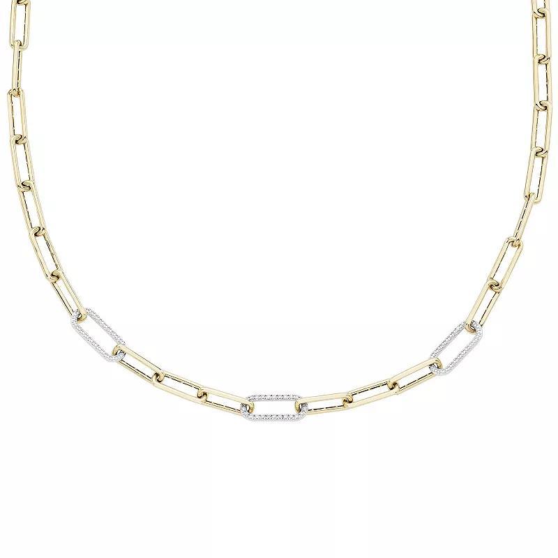 Boston Bay Diamonds 14k Gold Over Sterling Silver 1/10 Carat T.W. Diamond Chain Link Necklace, Womens Gold Tone Product Image