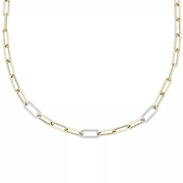 Boston Bay Diamonds 14k Gold Over Sterling Silver 1/10 Carat T.W. Diamond Chain Link Necklace, Womens Gold Tone Product Image