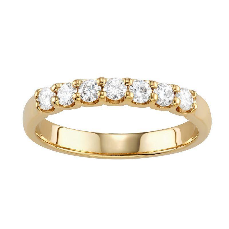 Charles & Colvard 14k Gold 3/8 Carat T.W. Lab-Created Moissanite Seven Stone Ring, Womens Yellow Product Image