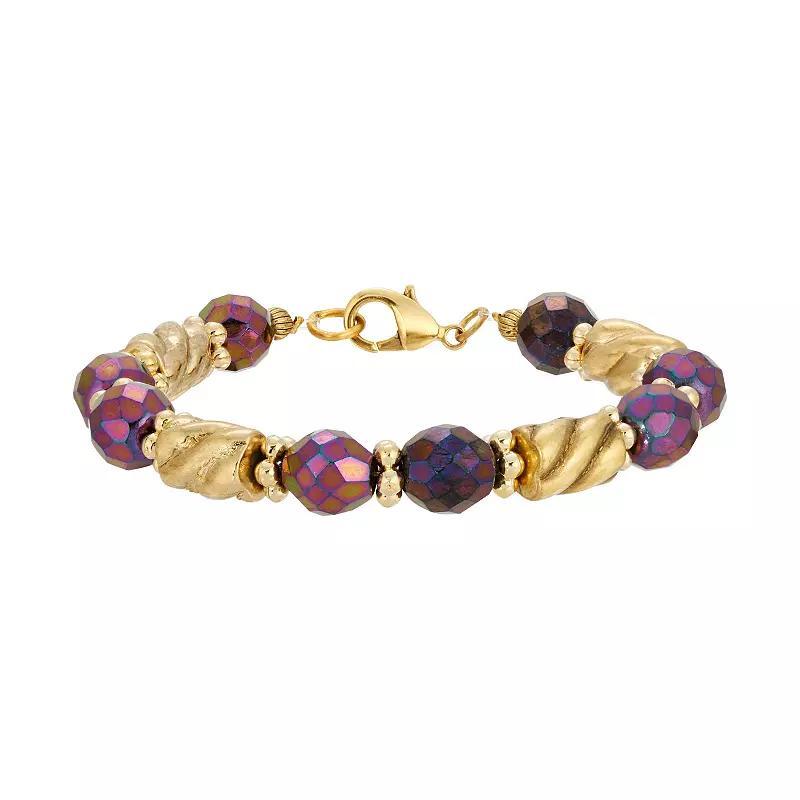 1928 Gold Tone Beaded Bracelet, Womens, Purple Product Image