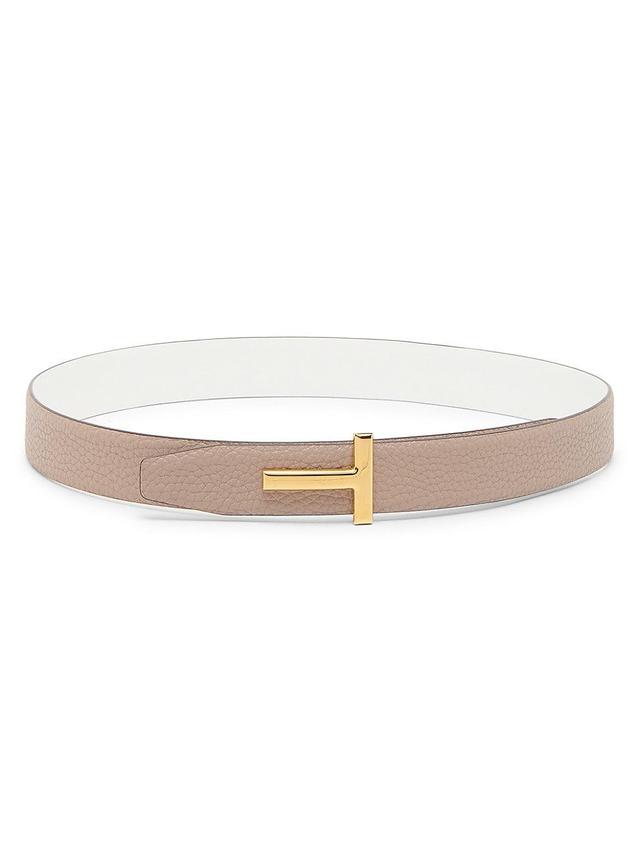 Womens T Logo Leather Reversible Belt Product Image