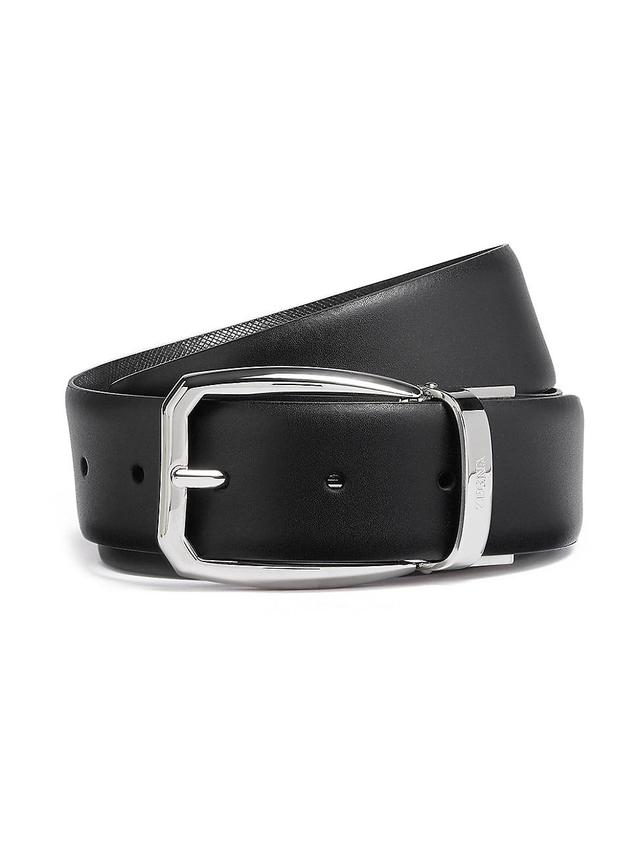 Mens Leather and Batavia Engraved Leather Reversible Belt Product Image