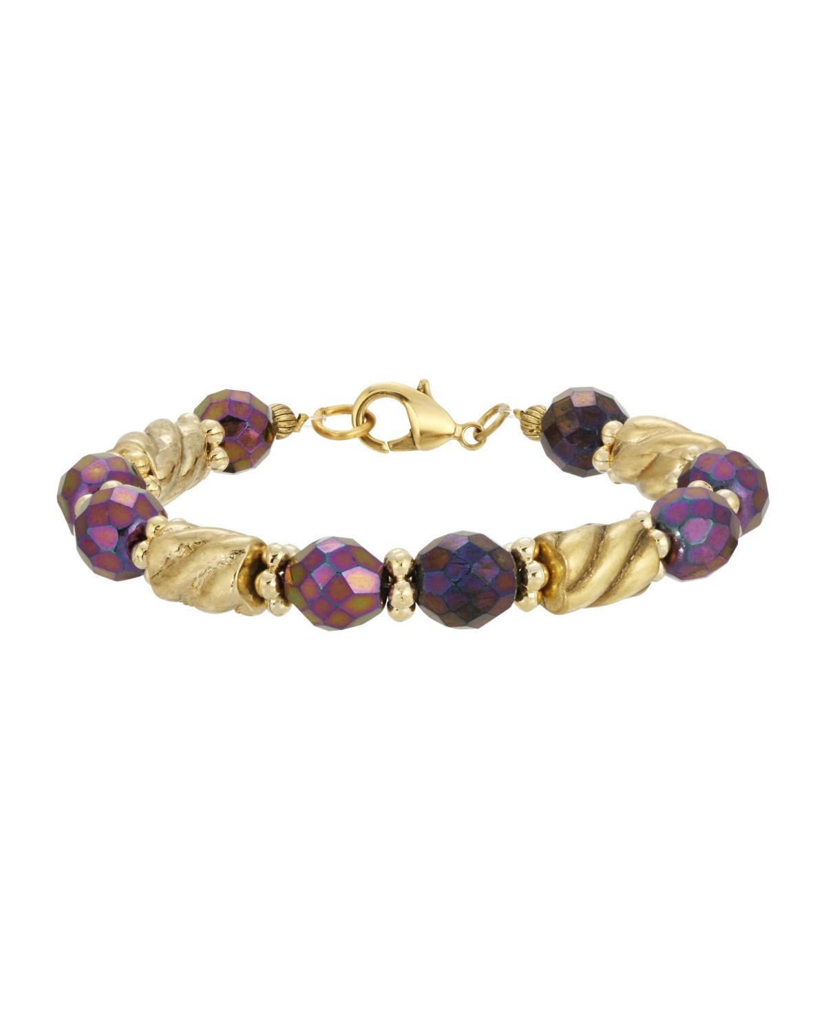 1928 Gold Tone Beaded Bracelet, Womens, Purple Product Image