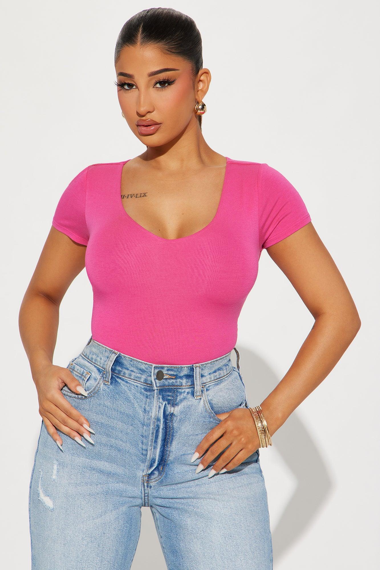 Venus V-Neck Double Layered Tee - Magenta Product Image