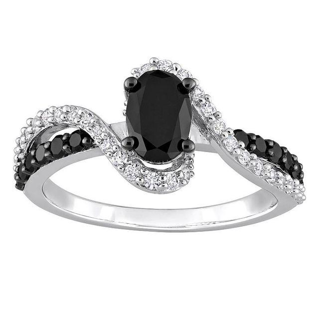 Stella Grace Sterling Silver 1 Carat T.W. Black Diamond & Lab-Created White Sapphire Engagement Ring, Womens Product Image