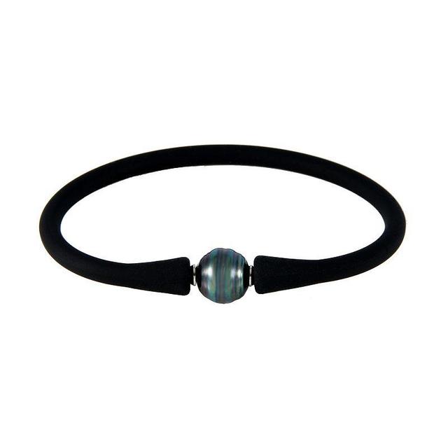 Tahitian Cultured Pearl Silicone Bracelet, Womens Black Product Image