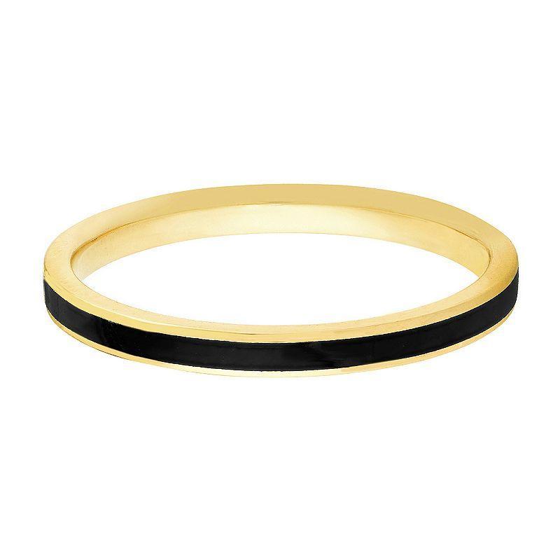 Color Romance 14k Gold 2 mm Enamel Stripe Band Ring, Womens Yellow Product Image