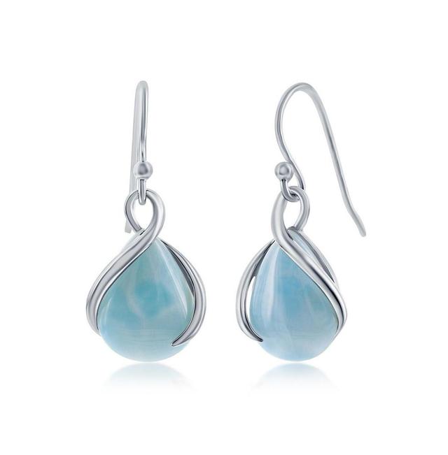 Sterling Silver Pear-shaped Larimar Twist Earrings Product Image