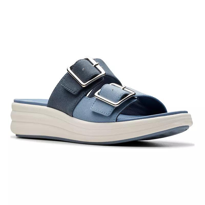 Clarks Cloudsteppers Drift Buckle Womens Slide Sandals Blue Combi Product Image