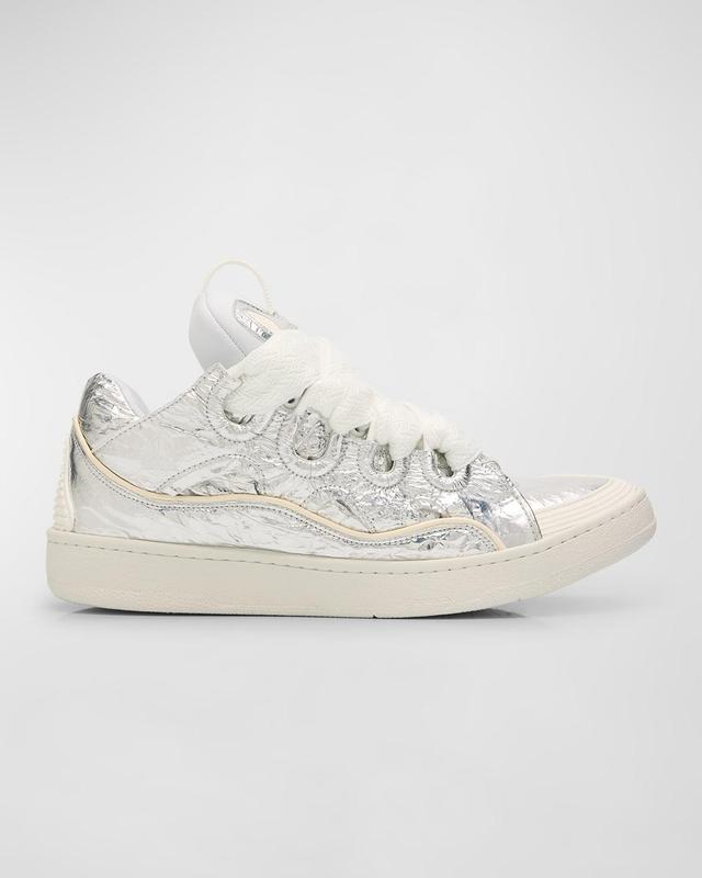 Mens Metallic Leather Curb Sneakers Product Image