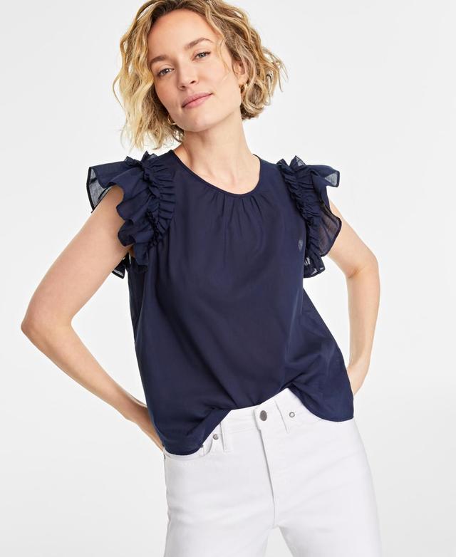 On 34th Womens Ruffle Short-Sleeve Voile Top, Created for Macys Product Image