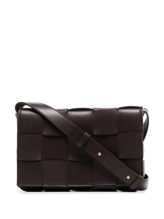 Padded Cassette Leather Cross-body Bag In Dark Brown Product Image