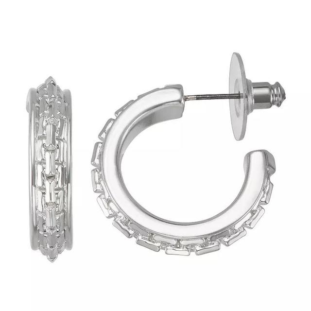 Nine West Silver Tone Chain Hoop Earrings, Womens Product Image