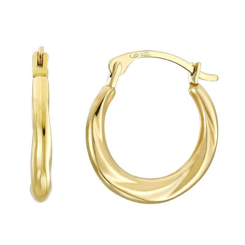 Taylor Grace 10k Gold Wavy Hoop Earrings, Womens Product Image