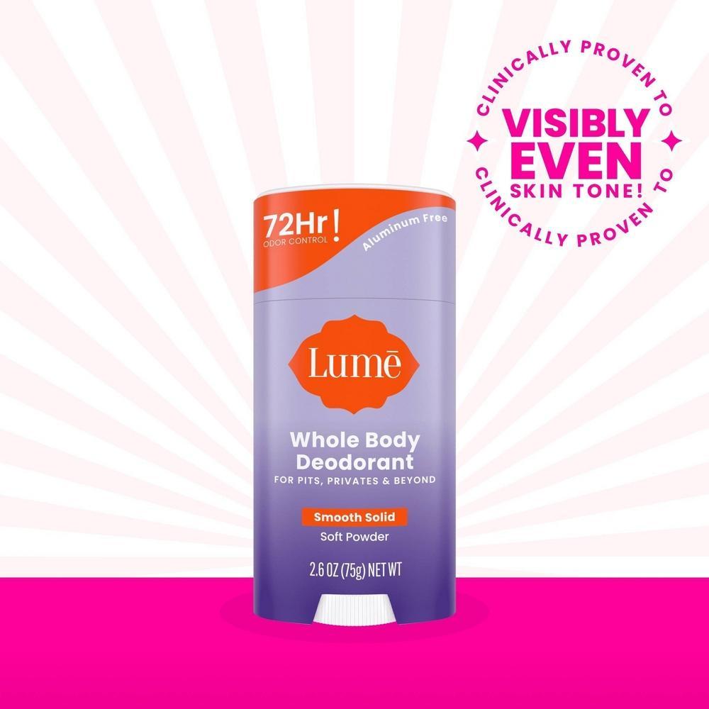 Lume Whole Body Women's Deodorant - Smooth Solid Stick - Aluminum Free - Soft Powder Scent - 2.6oz Product Image