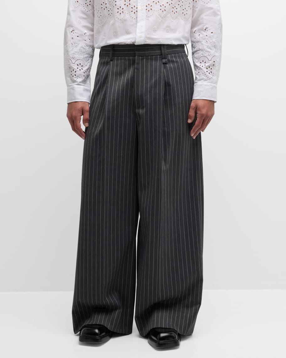 Men's Wide-Leg Pinstripe Trousers Product Image