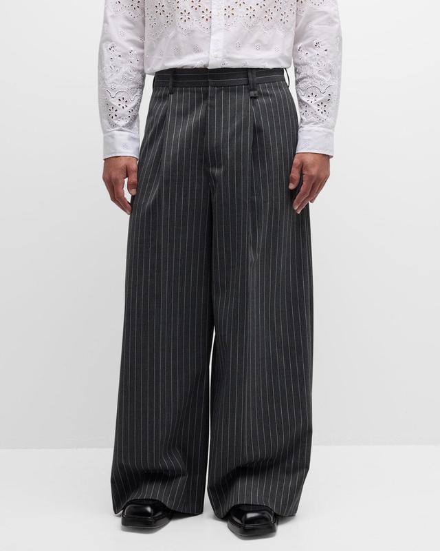 Men's Wide-Leg Pinstripe Trousers Product Image